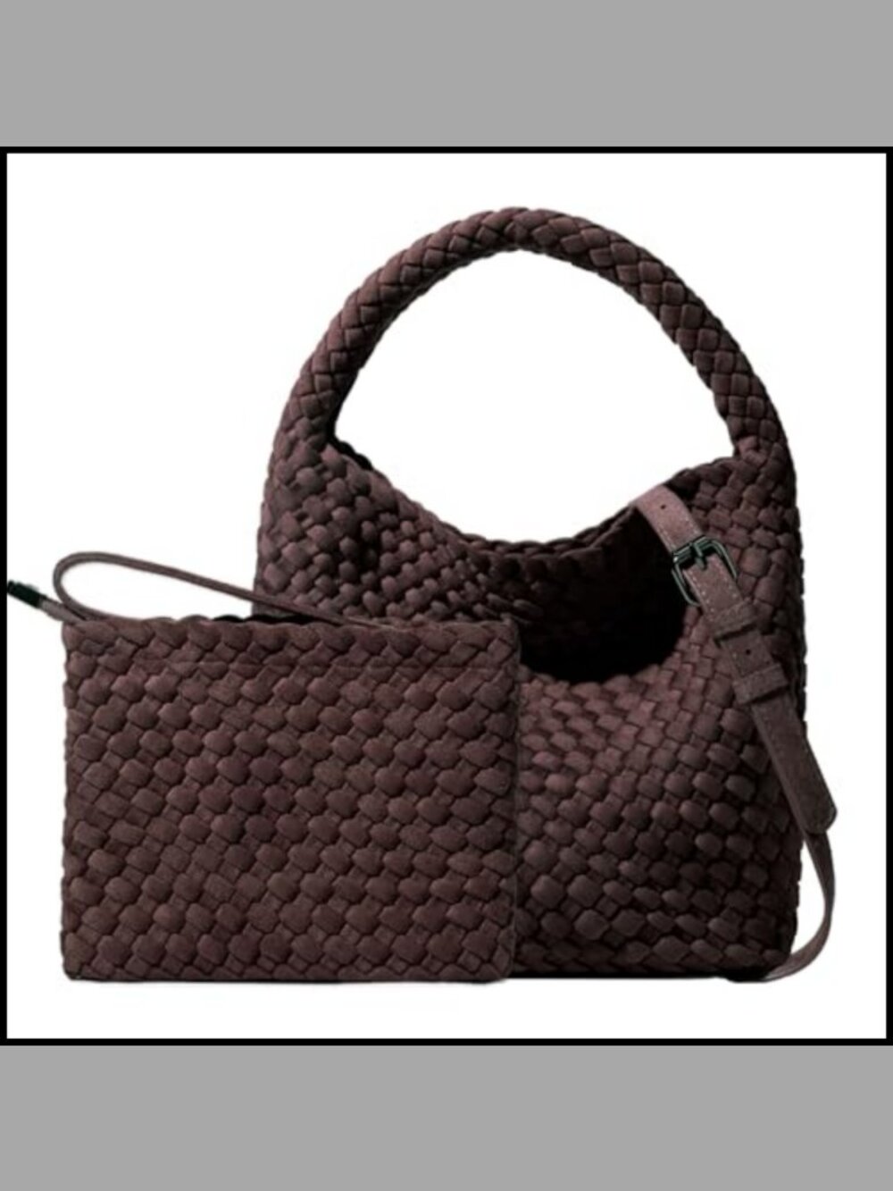 Handwoven Waterproof Neoprene Tote Crossbody Hobo Bag with Wallet